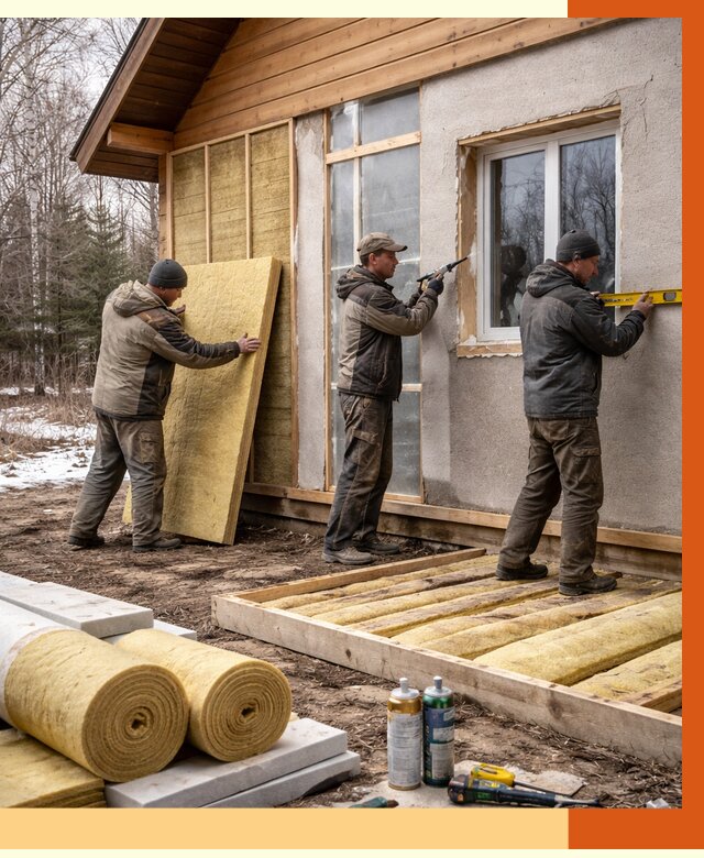 Утепление дачного дома в Гудермесе от 4867 руб/м2 — недорого | ТепломастерГдр