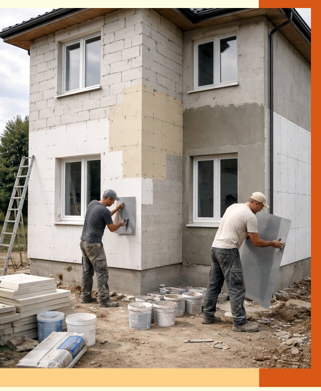 Утепление дома из газобетона в Гудермесе от 4304 руб./м² — заказать у ТепломастерГдр