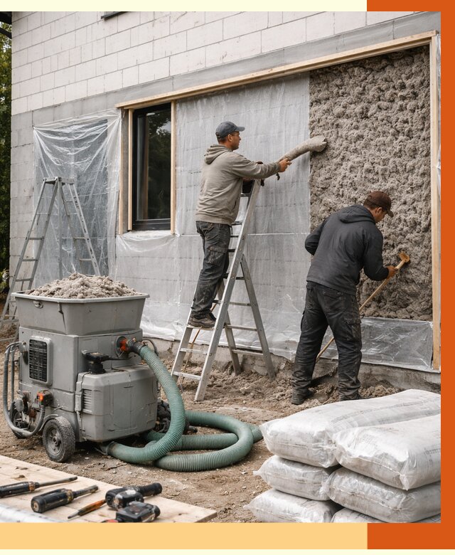 Утепление дома из газобетона эковатой в Гудермесе от 4611 руб./м2 | ТепломастерГдр